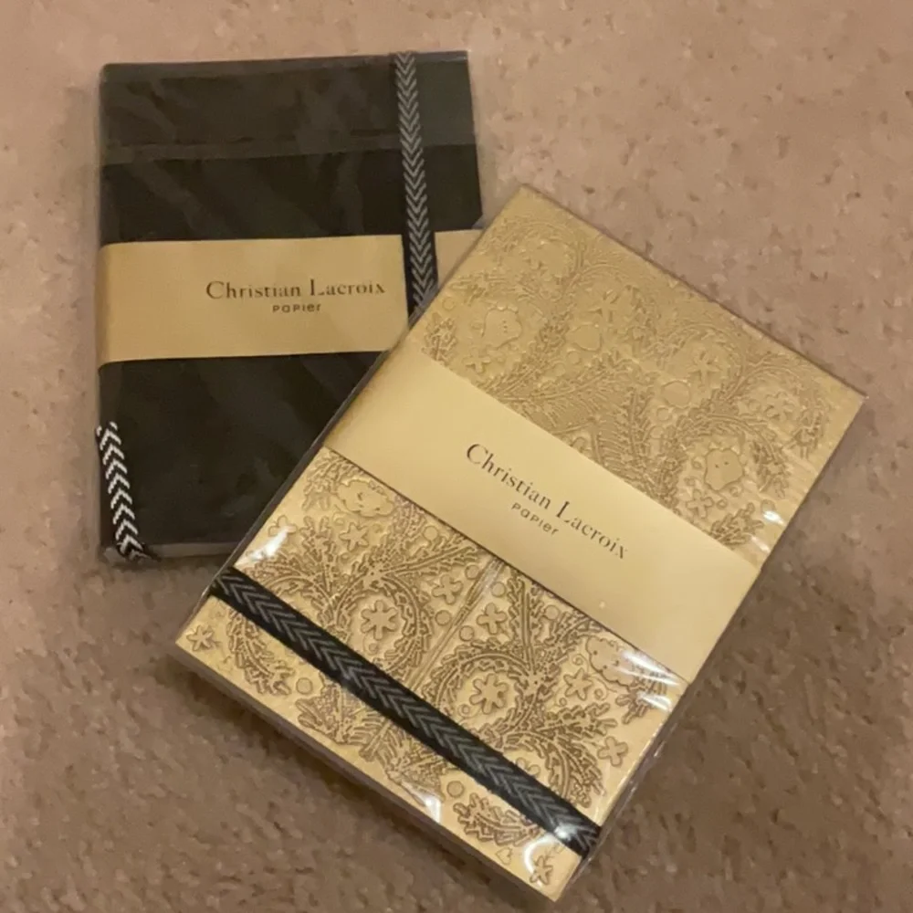 NWT Christian Lacroix Black Paseo A6 Layflat Notebook, 152pg Gold notepad 128pg